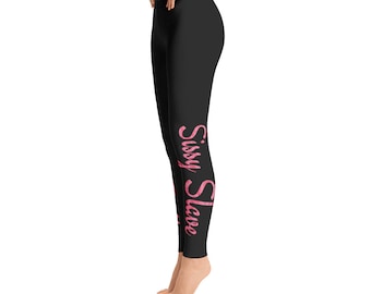 Sissy Doll - Leggings Sissy Slave en lèvre claquant rose sur noir