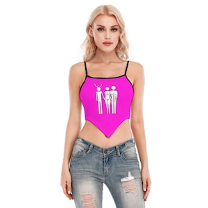 Hotwife Cami Tube Top - cuckold threesome figures in white on magenta - Totally personalizable