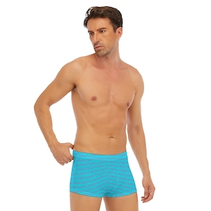 Cuckold Sissy Boxers - Text in Pink on Blue Figure-Hugging Underwear Ideal Gift for Cuckold Sissy