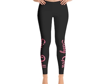 Sissy Girl - Leggings De poupée Sissy en lèvre claquant rose sur noir