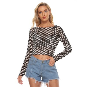 Hotwife Queen of Spades Mesh Blouse, Long Sleeves with QofS design. Totally personalizable for text and color.
