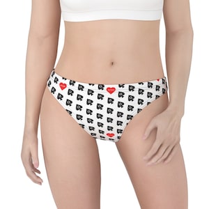 Hotwife QOS Thong Panties with Queen of Spades Symbol Hotwife Heart in Red on White Ideal Gift for Hotwife QOS Sizes up to 5XL