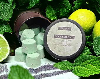 Peppermint & lime shower steamers: focus blend | bath bombs, gift set, congestion relief, mojito