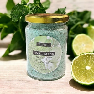 Peppermint and lime: focus blend dead sea bath salts