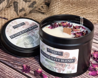 Tranquility Blend: Rose Geranium and Ylang Ylang Soy Wax Candle