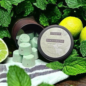 Peppermint & lime shower steamers: focus blend | bath bombs, gift set, congestion relief, mojito