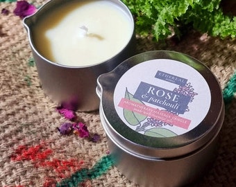 Rose & Patchouli Massage Kerze | Hergestellt aus Kakao und Sheabutter