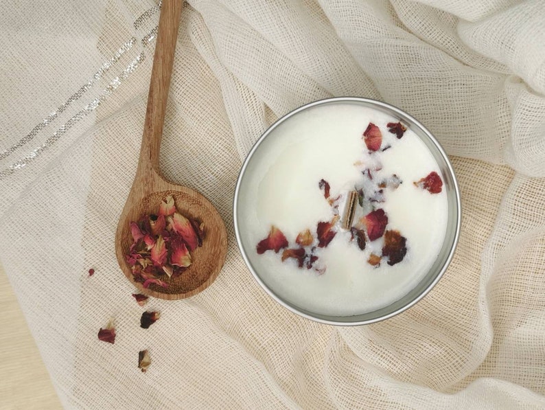 Tranquility Blend Rose Geranium and Ylang Ylang Scented Soy Wax Candle Vegan Sustainable Natural