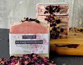 Tranquility blend: Rose Geranium & Ylang Ylang Cold Process Soap