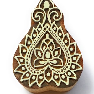 Antique Wooden Printing Block Flower Pattern Hand Carved Indian Textile Fabric Art Stamp 4 inch