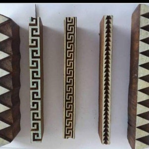 Wooden printing blocks border designs Indian textile printing blocks(6/1 inch )( set of 5 )
