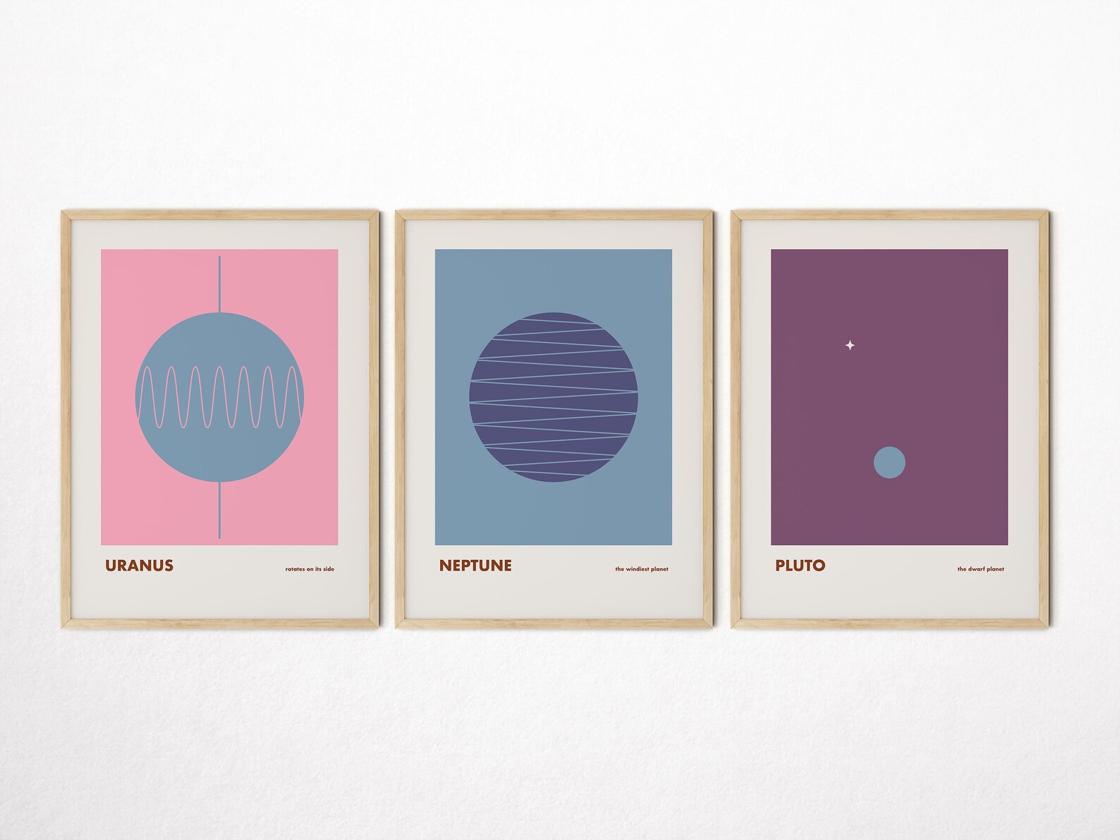 Solar System Planets Retro Prints, Set of 9 Mid Century Modern Art ...