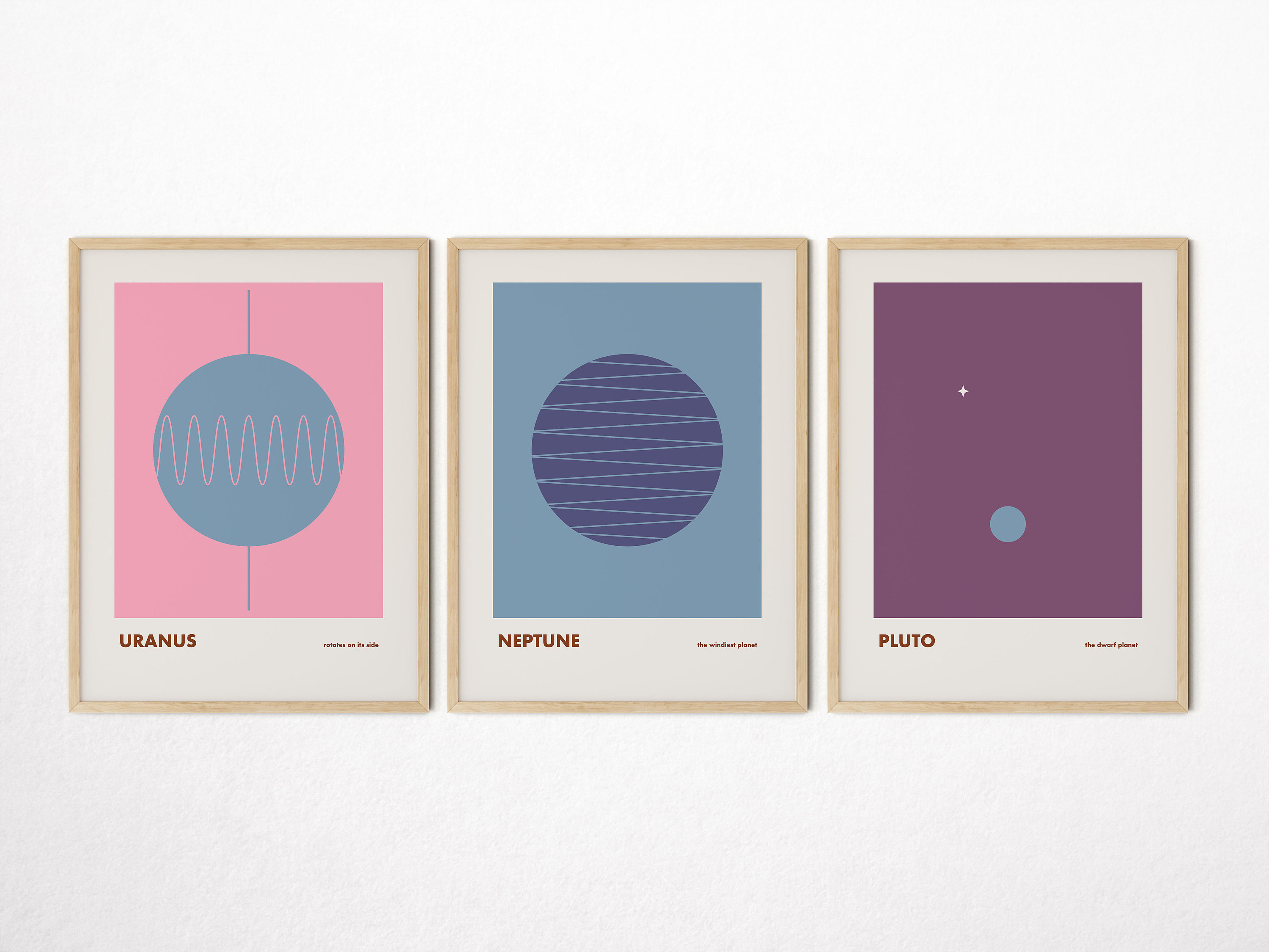 Solar System Planets Retro Prints, Set of 9 Mid Century Modern Art ...