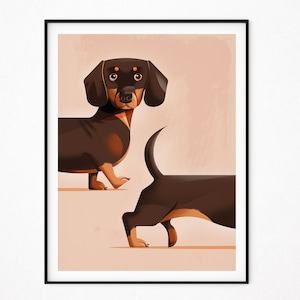 Sausage Dog Print, Dachshund Wall Art, Dog Prints, Fun Animal Dog Poster, Pet Owner Dog Lover Gift, Home Decor, Printable, Download
