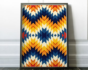 Boho Aztec Geometric Print, Wall Art (Digital Download)