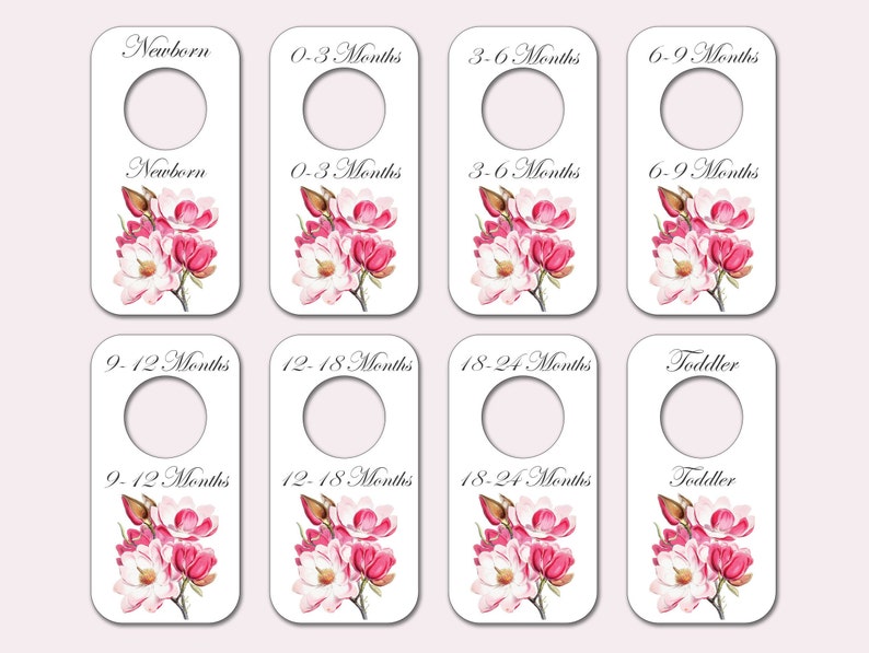 Vintage Pink Floral Nursery Closet Dividers Printable Baby Etsy