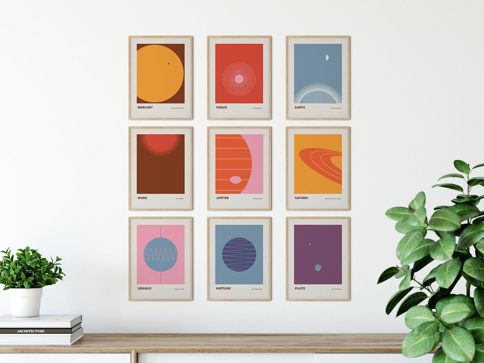 Solar System Planets Retro Prints Set of 9 Digital Printable | Etsy