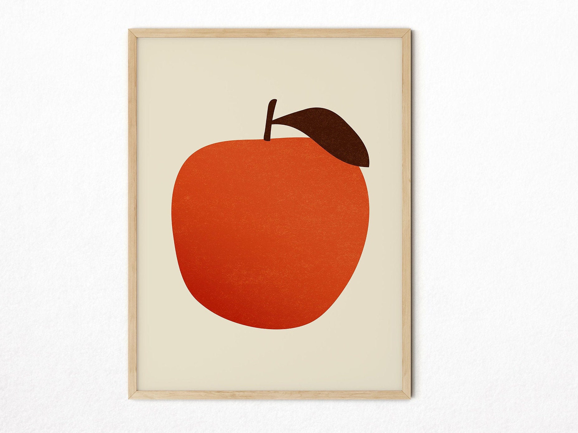 Red Apple Art Print Kitchen Wall Art Mid Century Kitchen Etsy