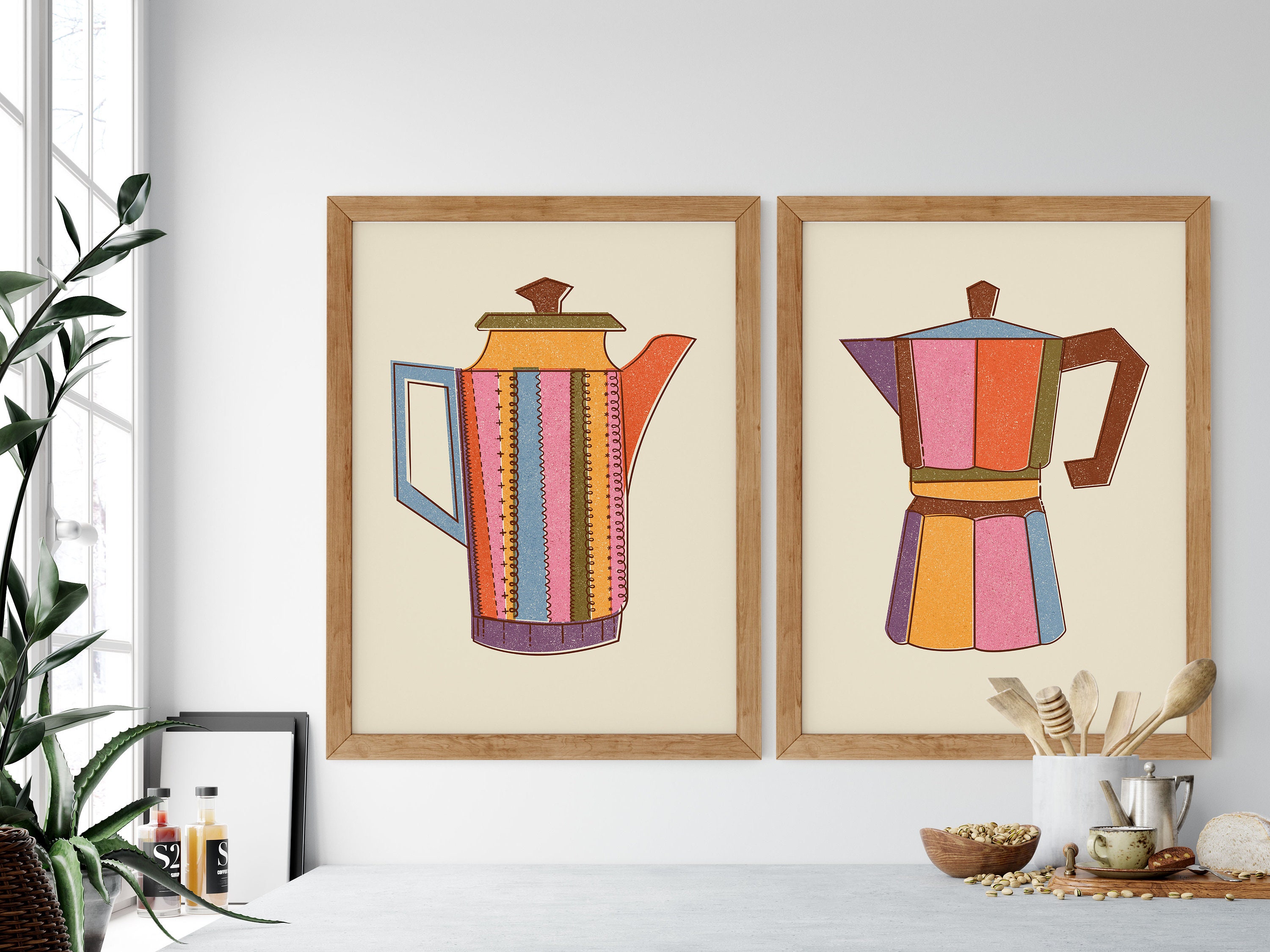 Retro Vintage Kitchen Prints PRINTABLE SET of 2 Retro Etsy UK