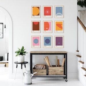 Solar System Planets Retro Prints, Set of 9 Mid Century Modern Art ...