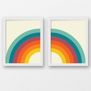 Rainbow Print Set of 2, 70s Style Wall Art (Digital Download)