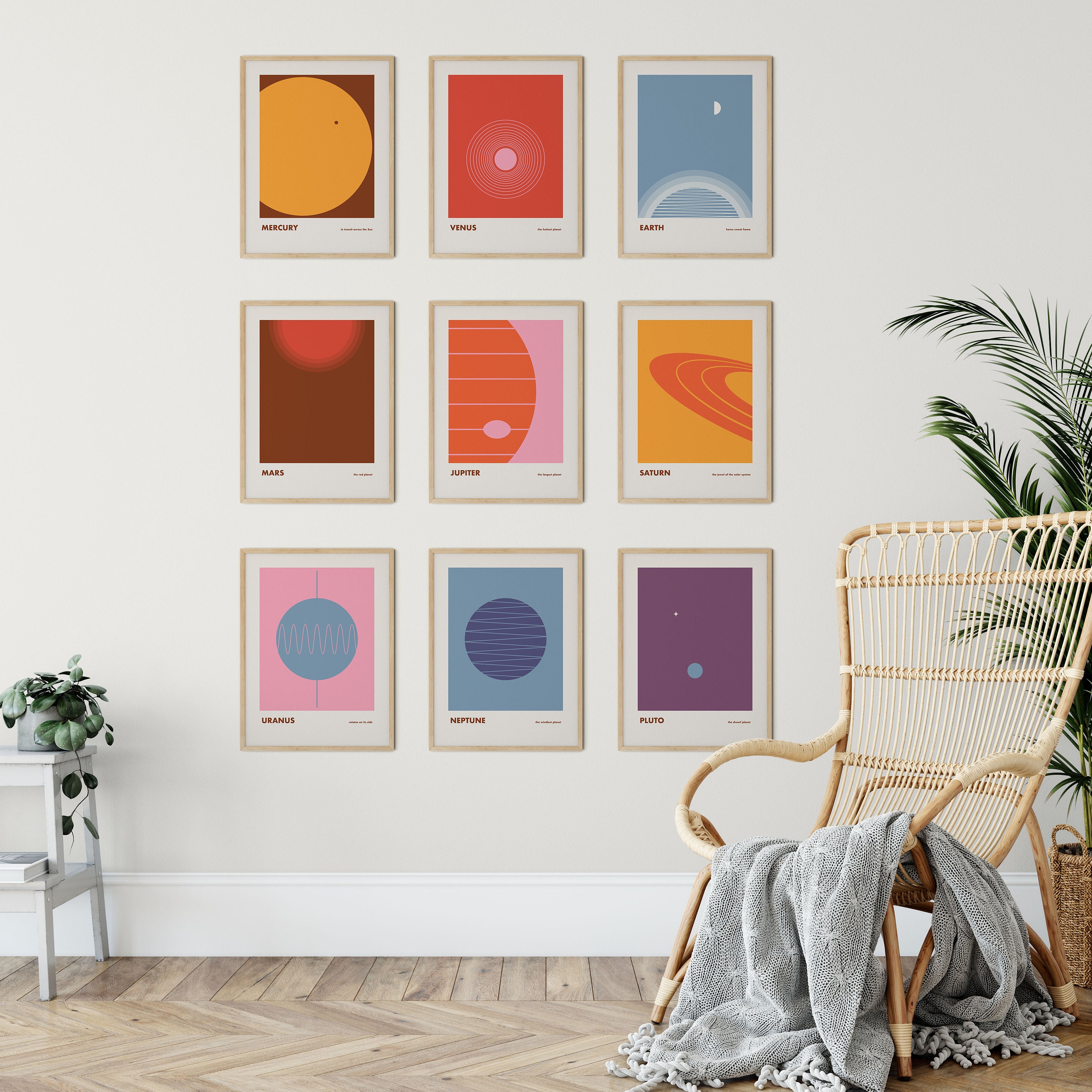 Solar System Planets Retro Prints Set of 9 Digital Download - Etsy UK
