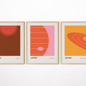 Solar System Planets Retro Prints, Set of 9 Mid Century Modern Art ...