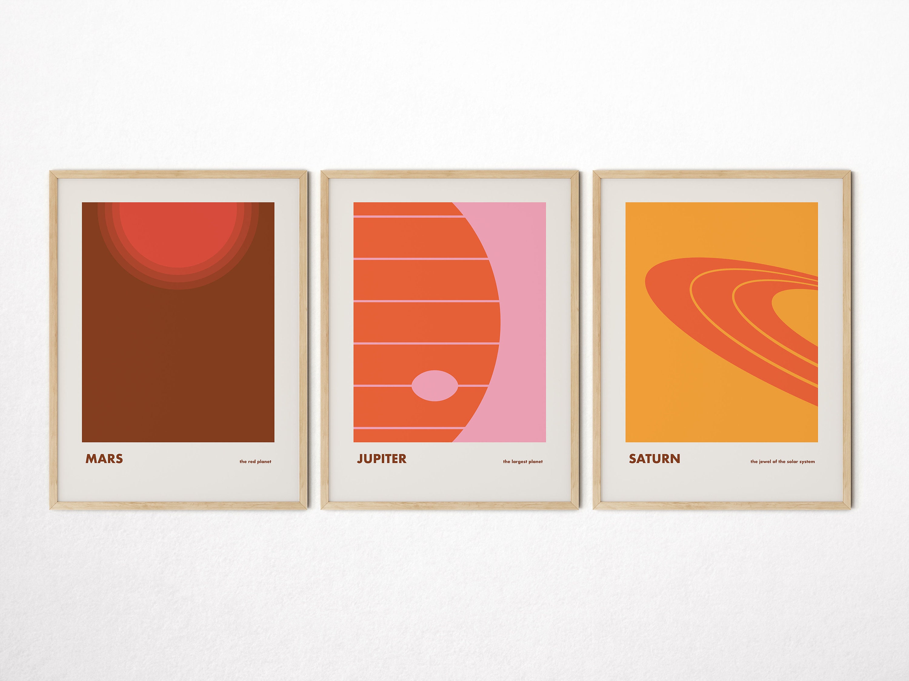 Solar System Planets Retro Prints, Set of 9 Mid Century Modern Art ...