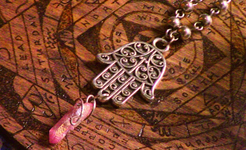 Bodhi Hamsa Sunset Aura Talisman Necklace for Meditation /& Prayer