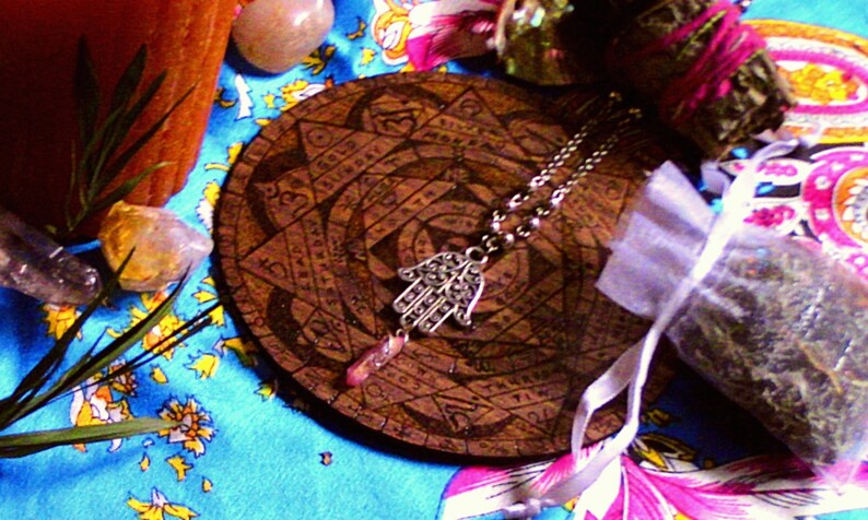 Bodhi Hamsa Sunset Aura Talisman Necklace for Meditation /& Prayer