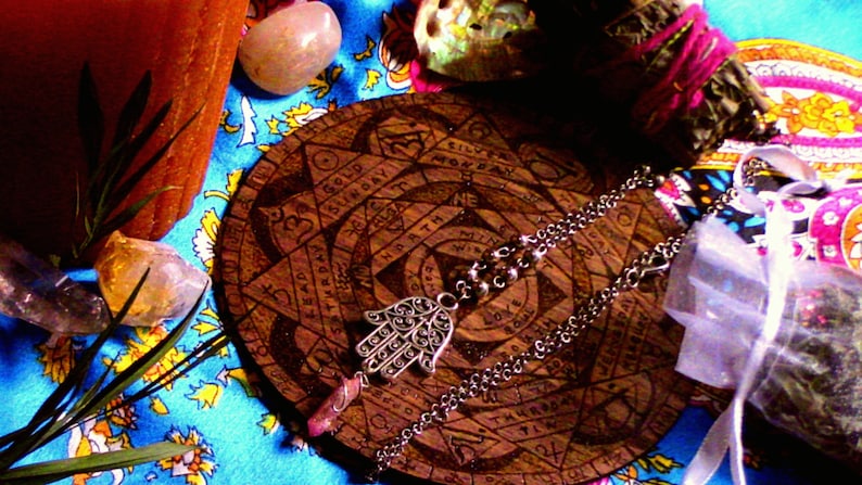 Bodhi Hamsa Sunset Aura Talisman Necklace for Meditation /& Prayer