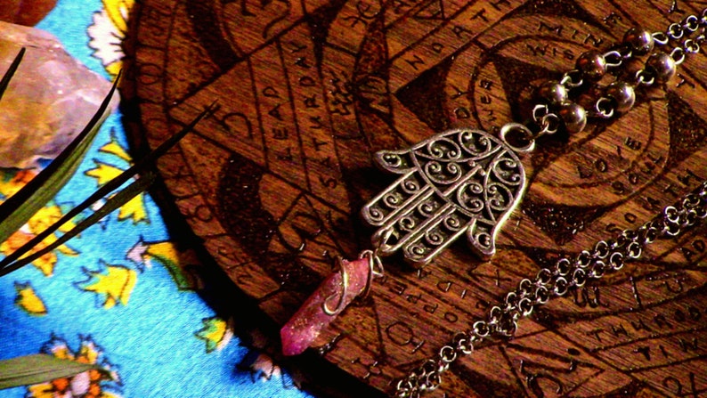 Bodhi Hamsa Sunset Aura Talisman Necklace for Meditation /& Prayer