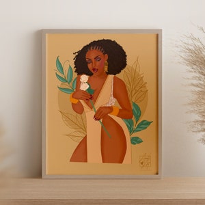 Plant Goddess Art Print, Illustration, Black Art, Wall Art, Black Woman Art, Modern Wall Art, Boho Wall Art image 1