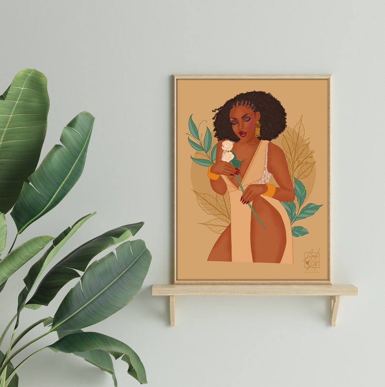 Plant Goddess Art Print, Illustration, Black Art, Wall Art, Black Woman Art, Modern Wall Art, Boho Wall Art image 2