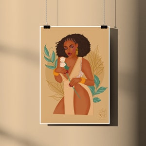 Plant Goddess Art Print, Illustration, Black Art, Wall Art, Black Woman Art, Modern Wall Art, Boho Wall Art image 3