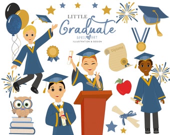 Graduation Clipart, Graduate Boys, Graduation Boy, Blue, DIY, PNG, Stationery, Scrapbook, Commercial Use