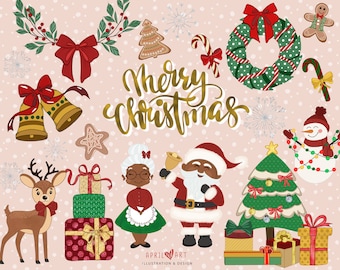 Christmas Clipart, Cute Christmas, Merry Christmas, Holiday Clipart, DIY, PNG, Stationery, Scrapbook, Commercial Use