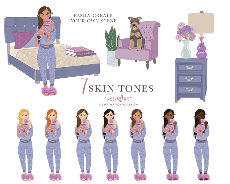 Fashion Girl Planner Clipart PNG Quarantine Work From Home Stay Home Clipart Stationery DIY Girl Boss Commercial Use Scrapbook