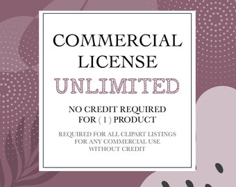 Unlimited Commercial License for Clipart, License Clipart, Commercial Use, No Credit Commercial Use License (Single Product)