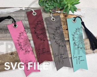 SVG FILE | Laser Cut Digital File | Bookmark | Glowforge | Love You | Grandma | Mom | Auntie | Bestie | Fun Gift | Bookworm
