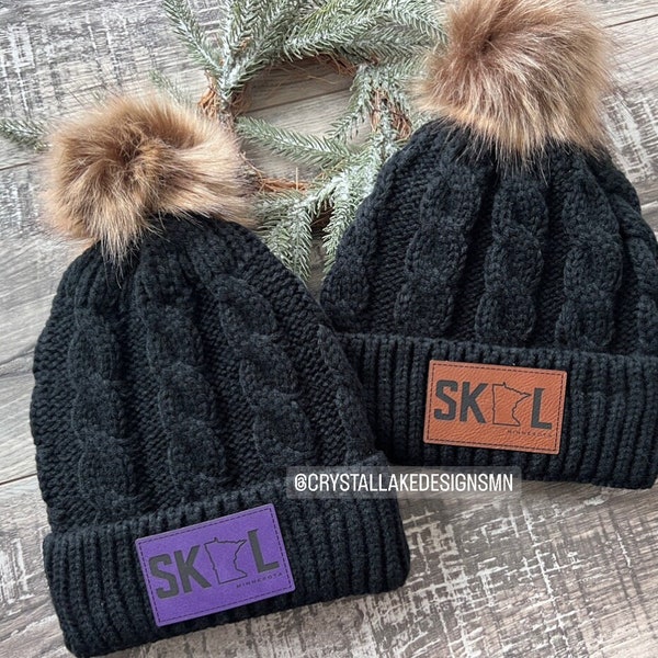 OS Adult Fit Winter Hat | Knit Hat | Vikings | Coach Gift | Teacher Gift | School Spirit | Minnesota | Gift Game | Warm Hat | Pom Hat |