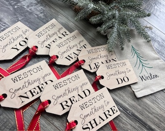 Christmas Gift Tags | Wooden Tags | Something You Want | Something You Need | Christmas Traditions | Gift Tags | Kids Christmas Tags