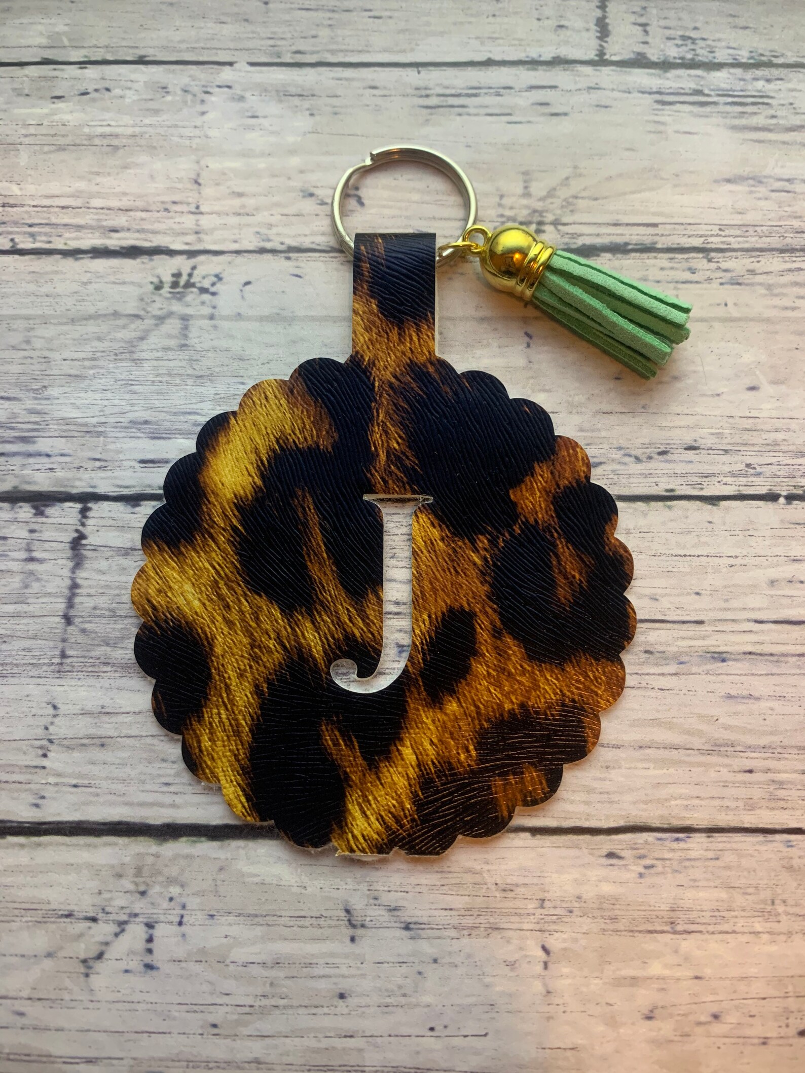 Monogram Keychain Faux Leather Keychain Customizable Etsy