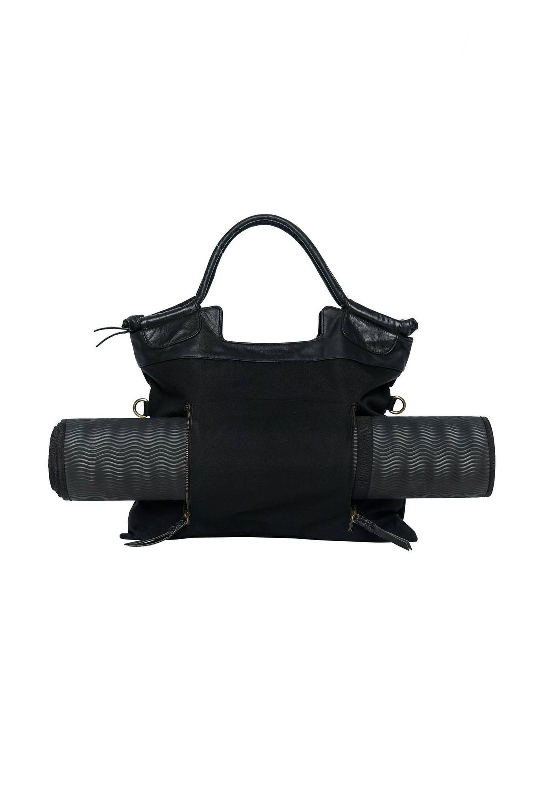 Luxury Yoga Mat Bag, Womens Laptop Bag, Black Travel Tote, Yoga Gift