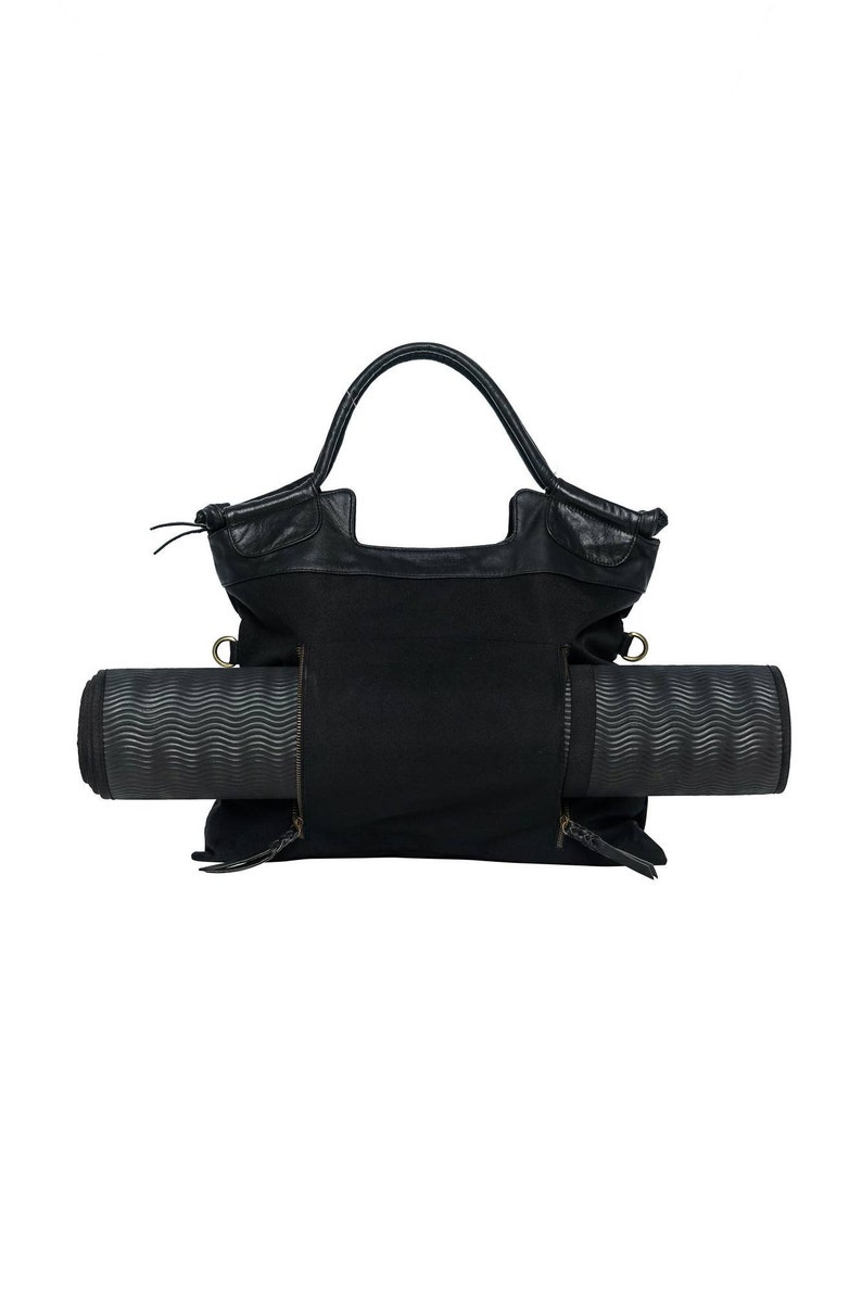 Luxury Yoga Mat Bag, Womens Laptop Bag, Black Travel Tote, Yoga Gift
