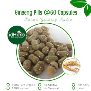 idHerb - 60 Capsules GINSENG PILLS Ginseng Radix Traditional herbs weight gain make your body fat All Fresh Natural Herbs Herb WildCrafted