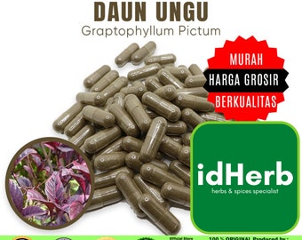100-500 CAPSULES Graptophyllum Pictum Daun Ungu @600mg for Health All Fresh Natural Herbs spices Indonesian herb Organic WildCrafted