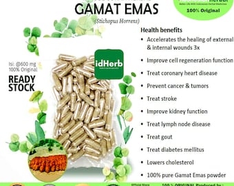 100-500 CAPSULES Golden Gamat Sea Cucumber Stichopus Horrens for Health All Fresh Natural Herbs spices Indonesian herb Organic WildCrafted