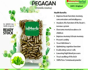 100-500 CAPSULES Gotu Kola Centella Asiatica Pegagan @600mg for Health All Fresh Natural Herbs spices Indonesian herb Organic WildCrafted