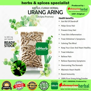 100-500 CAPSULES Eclipta Prostrata Urang Aring @600mg for Health All Fresh Natural Herbs spices Indonesian herb Organic WildCrafted